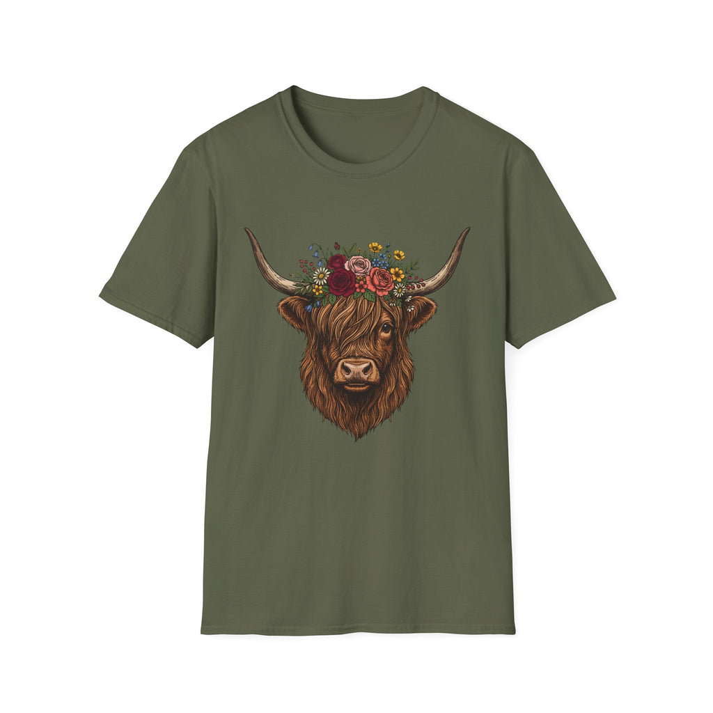 Highland Cow Floral T-Shirt